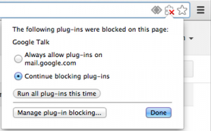 The following plug ins were blocked