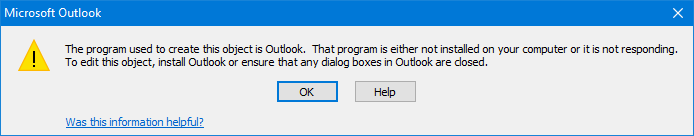 Microsoft Outlook Alert Box